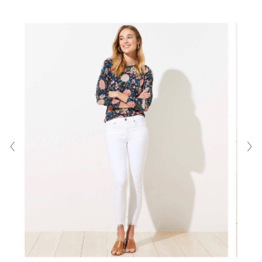 Loft White Rough Hem Cropped Skinny Jeans in 28 / 6 NWT